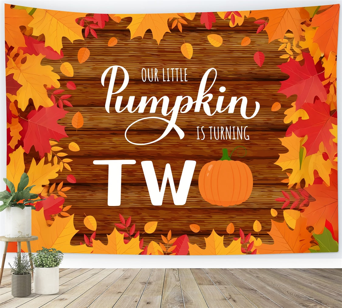 Birthday Backdrop Custom Little Pumpkin Turns Two Backdrop BRP12-291