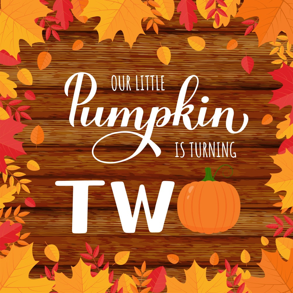 Birthday Backdrop Custom Little Pumpkin Turns Two Backdrop BRP12-291