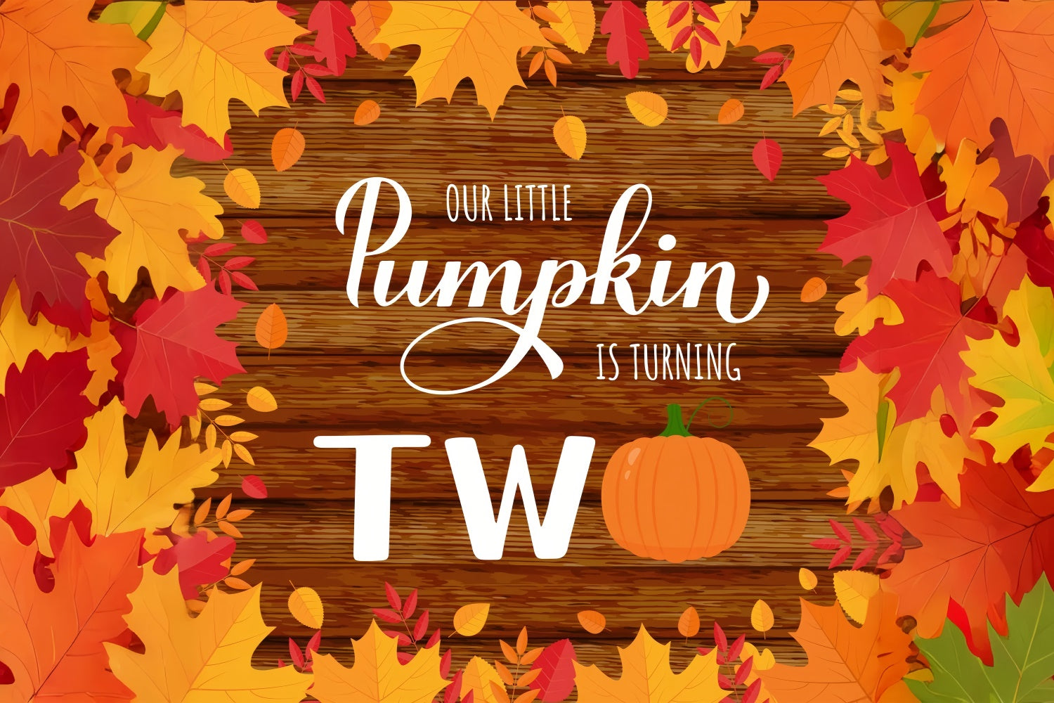 Birthday Backdrop Custom Little Pumpkin Turns Two Backdrop BRP12-291