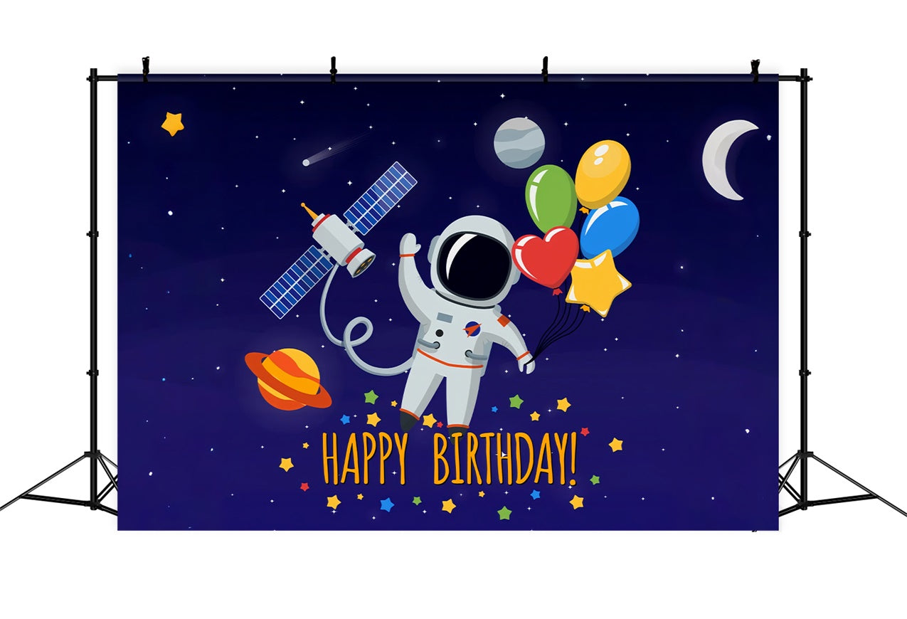 Birthday Backdrops Custom Outer Space Themed Astronaut Backdrop BRP12-293