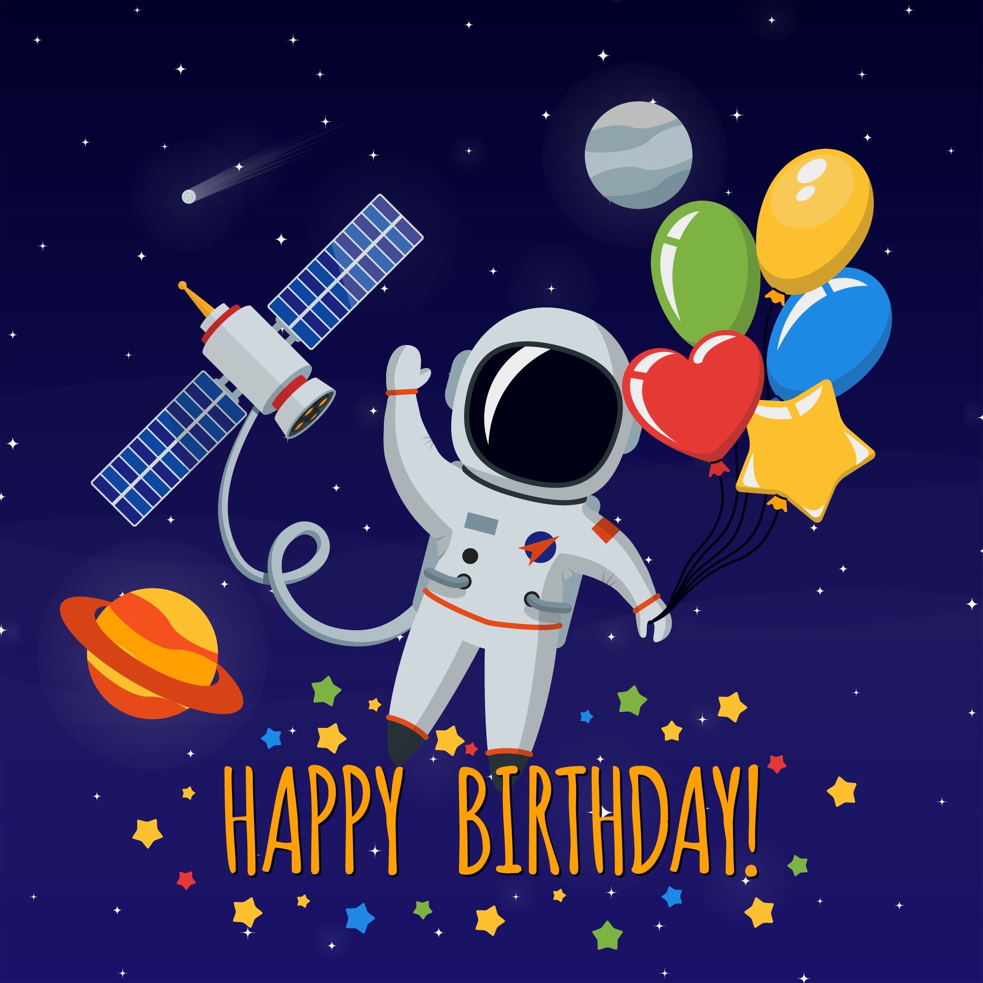 Birthday Backdrops Custom Outer Space Themed Astronaut Backdrop BRP12-293