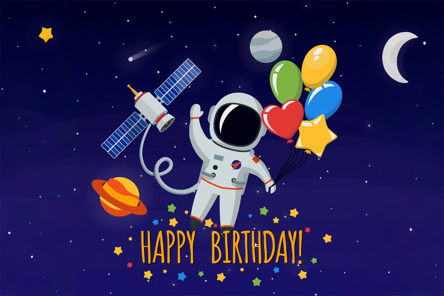 Birthday Backdrops Custom Outer Space Themed Astronaut Backdrop BRP12-293