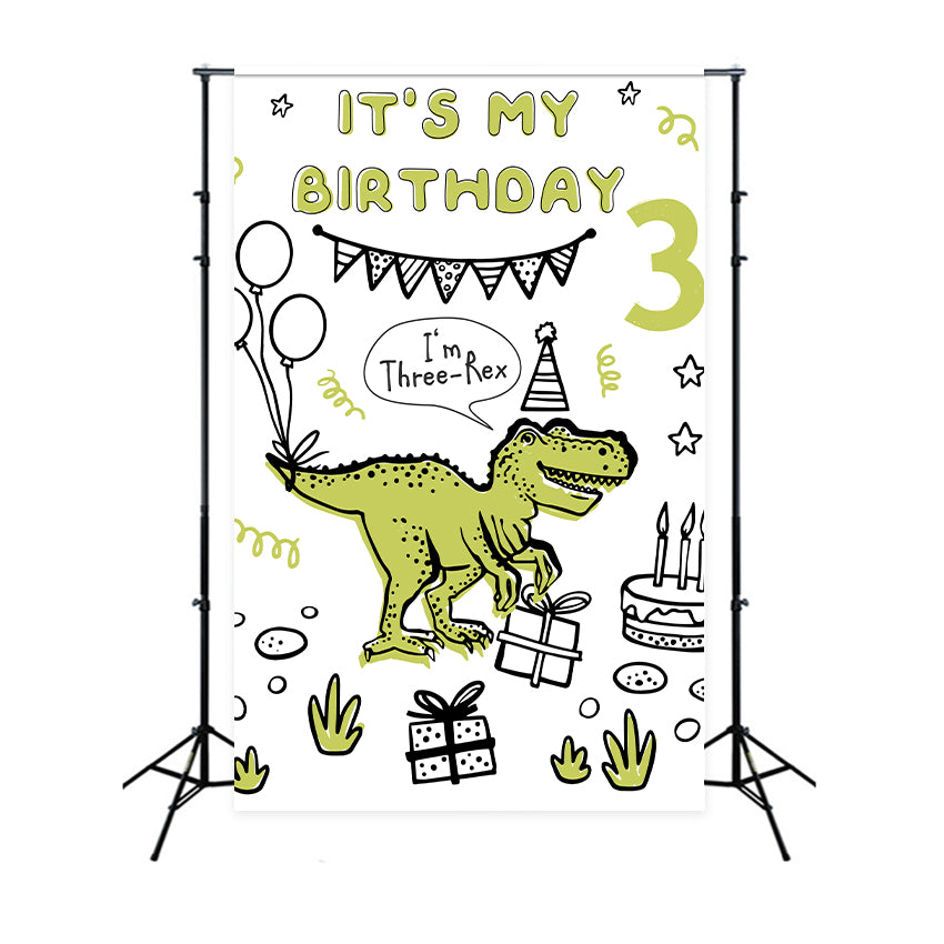 Customized Backdrop For Birthday Jurassic Dinosaur Three-Rex Backdrop BRP12-295