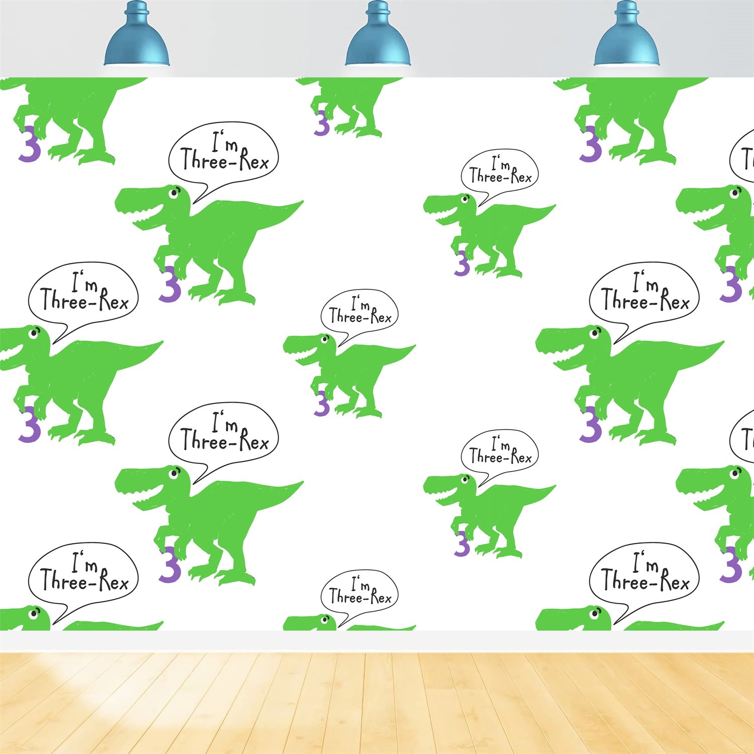 Personalized Birthday Backdrop Dinosaur Pattern Three-Rex Backdrop BRP12-296