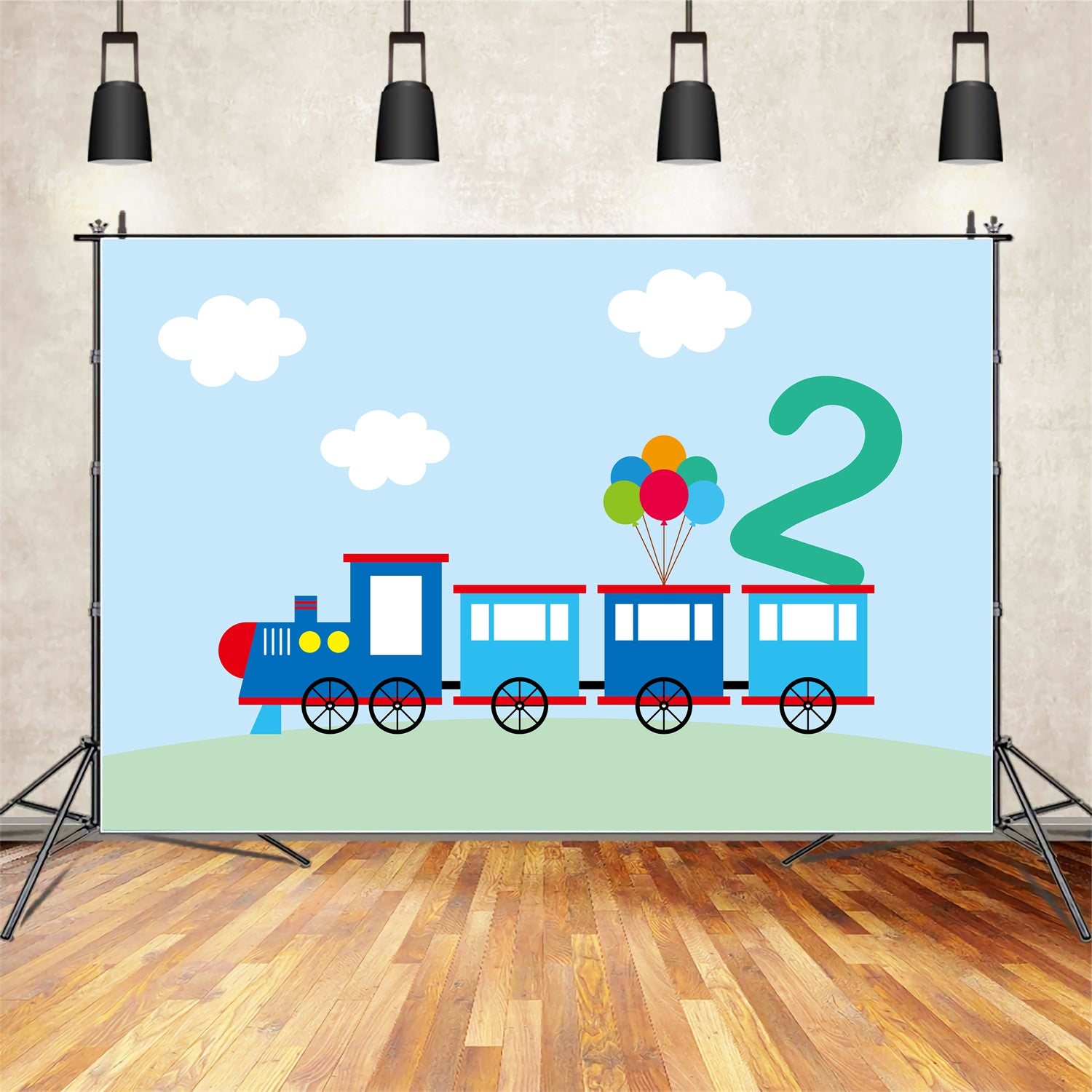 Personalized Backdrop For Birthday Train Balloon Decorations Backdrop BRP12-298