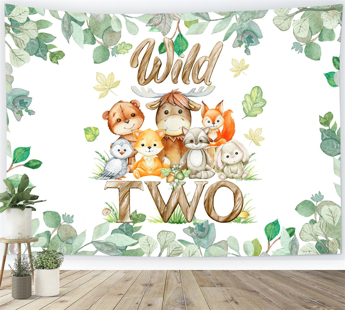 Personalised Birthday Backdrop Wild Forest Animals Backdrop BRP12-303