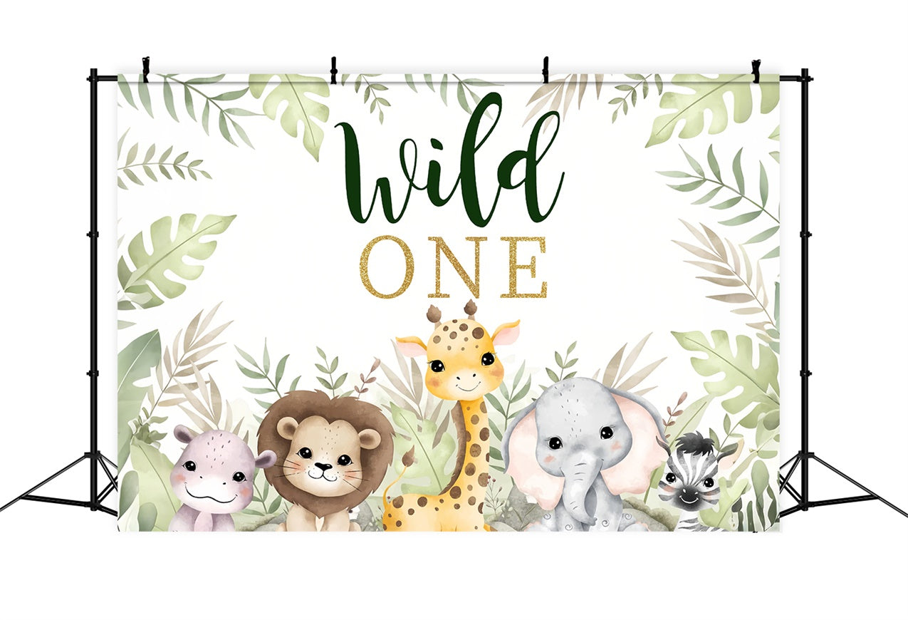 First Birthday Backdrops Wild Safari Animals Celebration Backdrop BRP12-304