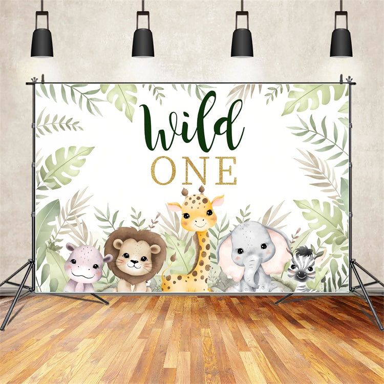 First Birthday Backdrops Wild Safari Animals Celebration Backdrop BRP12-304