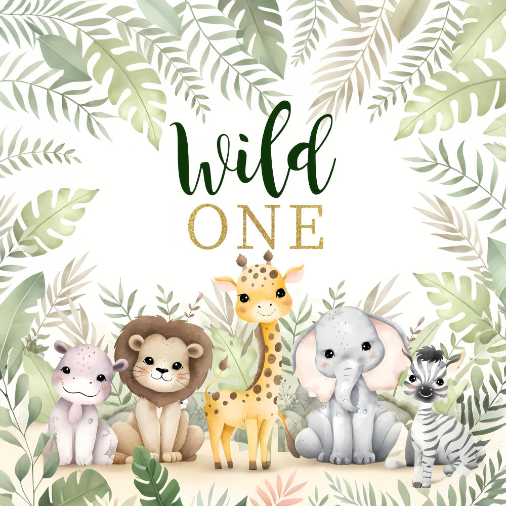 First Birthday Backdrops Wild Safari Animals Celebration Backdrop BRP12-304