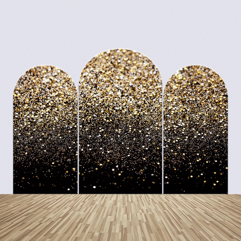 Customize Backdrop For Birthday Gold Black Glitter Arch Backdrop BRP12-310