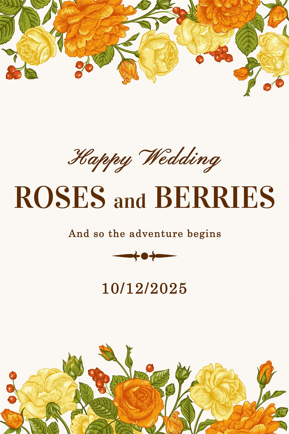 Wedding Backdrop Personalized Bright Berries Roses Backdrop BRP12-342