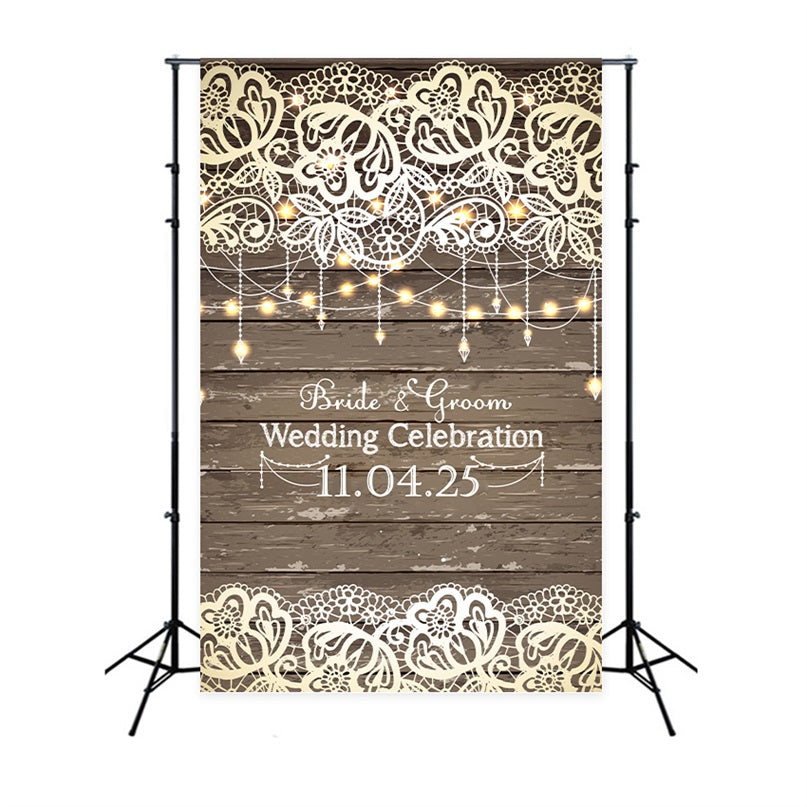 Customized Wedding Backdrops Romantic Lace Wood Backdrop BRP12-343