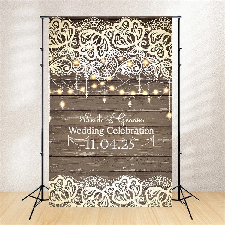 Customized Wedding Backdrops Romantic Lace Wood Backdrop BRP12-343