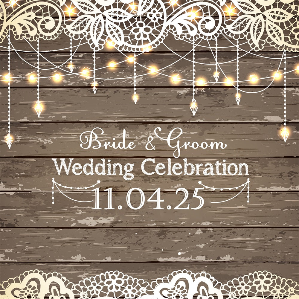 Customized Wedding Backdrops Romantic Lace Wood Backdrop BRP12-343