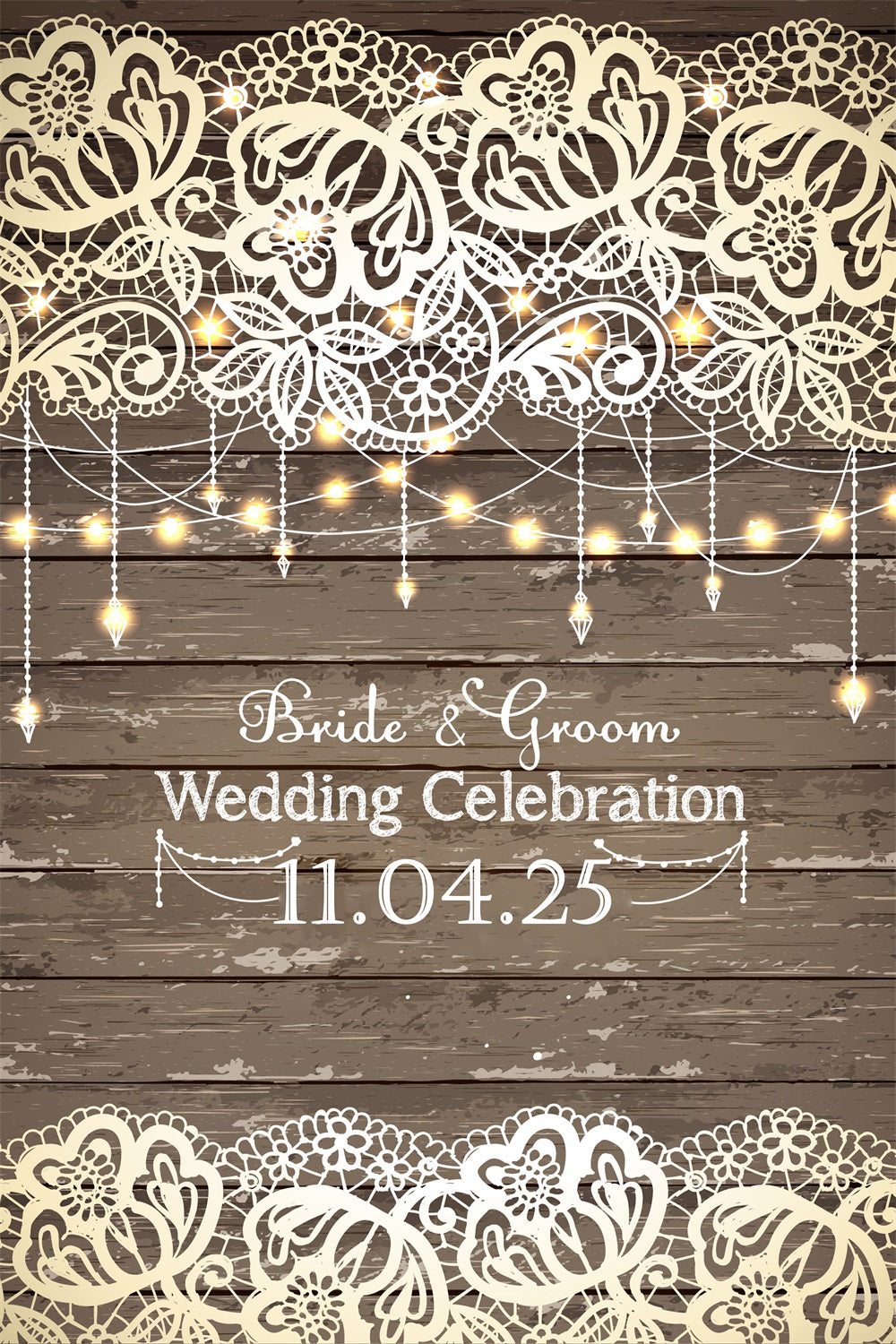 Customized Wedding Backdrops Romantic Lace Wood Backdrop BRP12-343