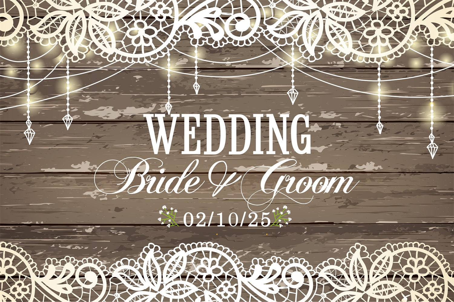 Custom Backdrop For Wedding Elegant Lace Wood Rustic Backdrop BRP12-344