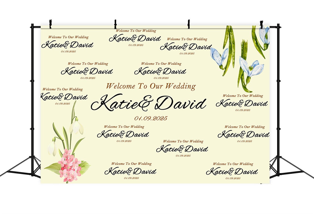 Personalized Backdrop Wedding Soft Vintage Flowers Backdrop BRP12-351