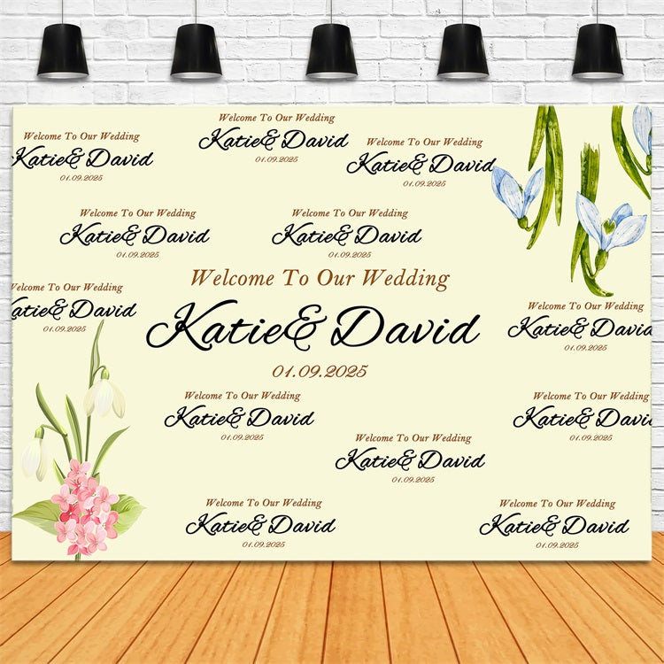 Personalized Backdrop Wedding Soft Vintage Flowers Backdrop BRP12-351