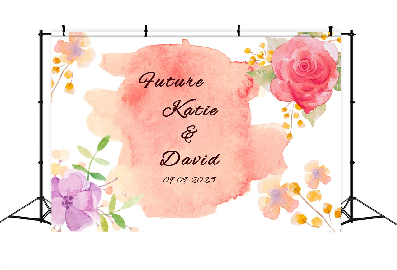 Custom Backdrop For Wedding Romantic Painted Rose Backdrop BRP12-354