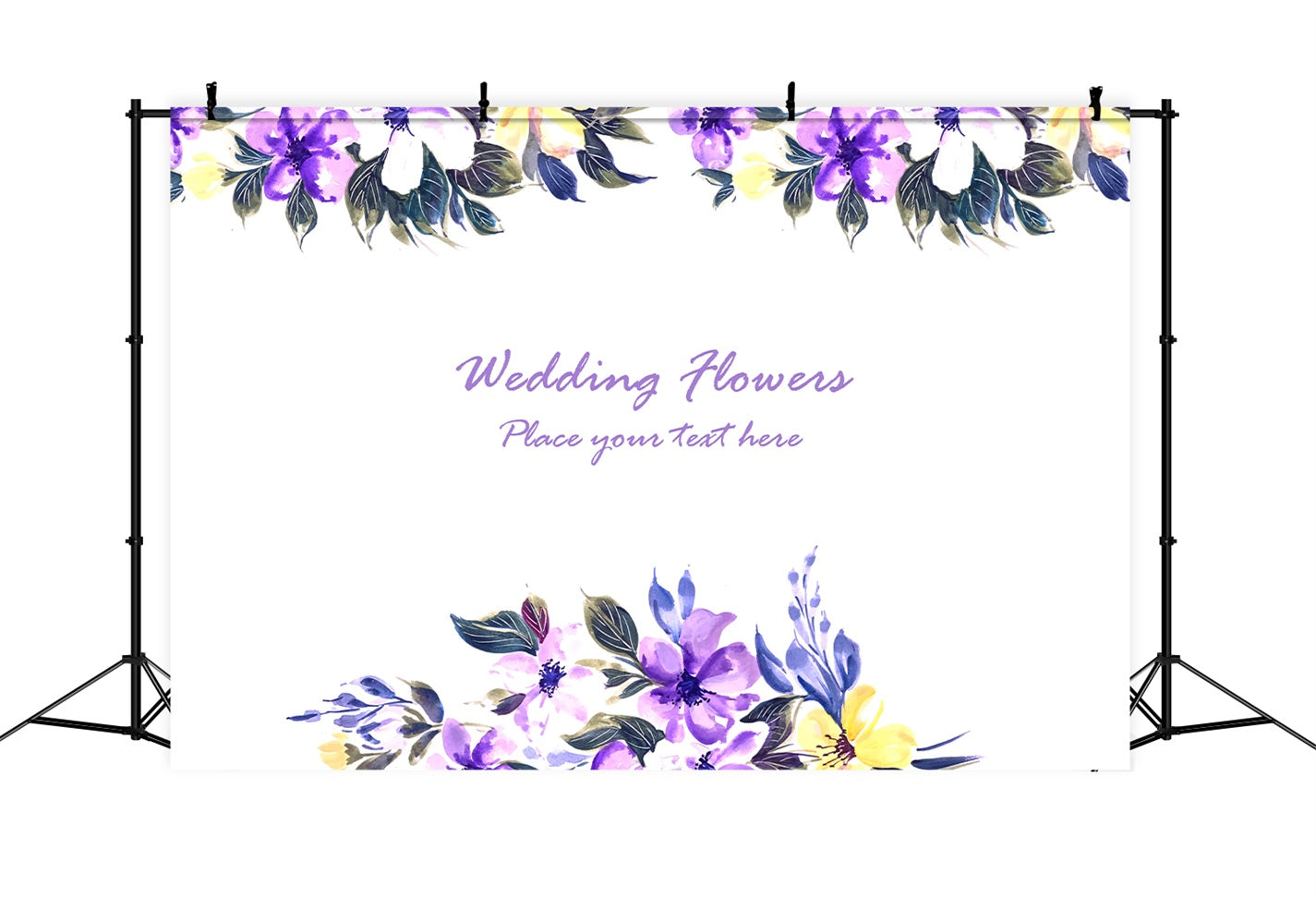 Custom Wedding Photo Booth Backdrop Purple Floral Watercolor Backdrop BRP12-357