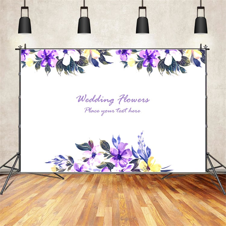 Custom Wedding Photo Booth Backdrop Purple Floral Watercolor Backdrop BRP12-357