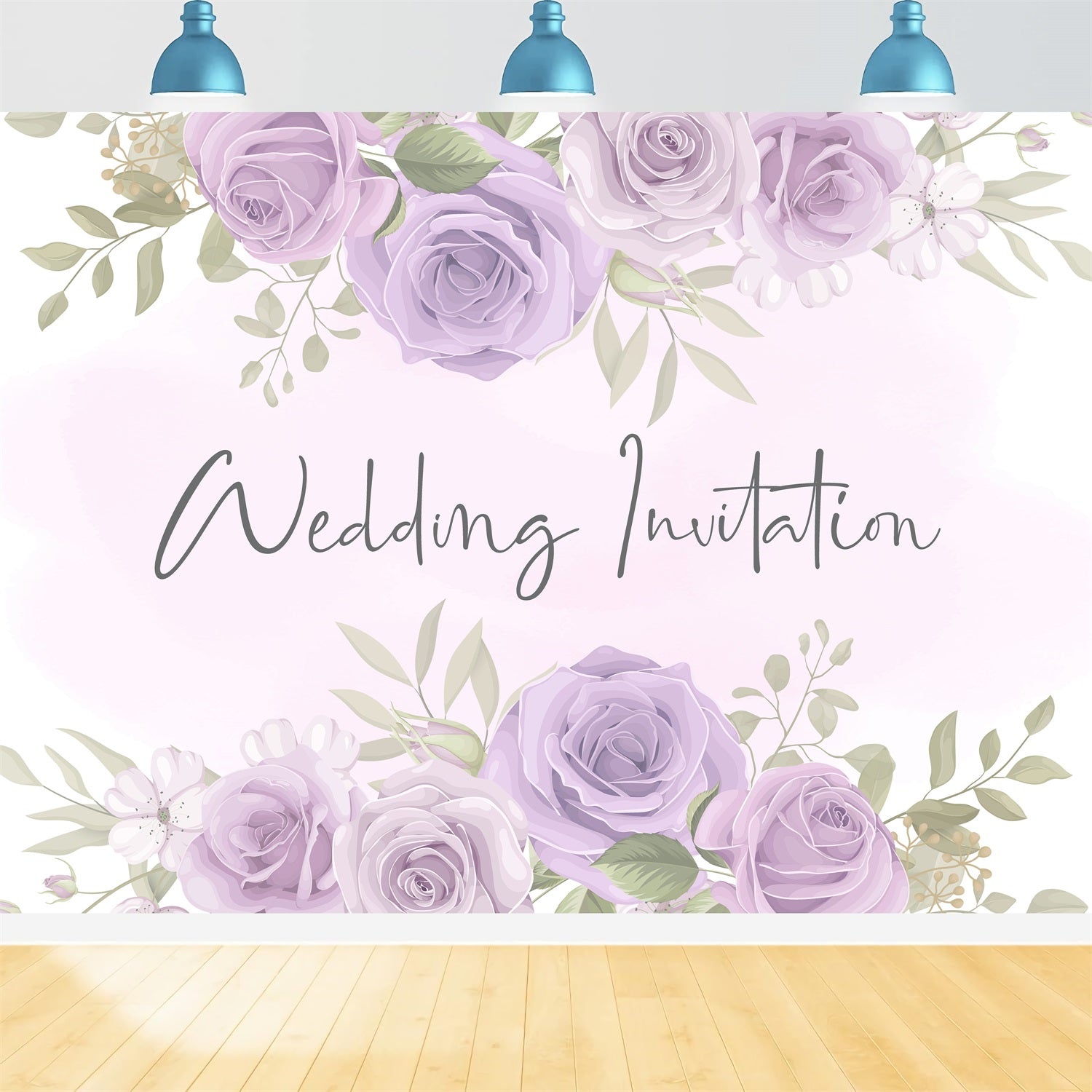 Custom Wedding Photo Backdrops Purple Floral Decor Backdrop BRP12-358