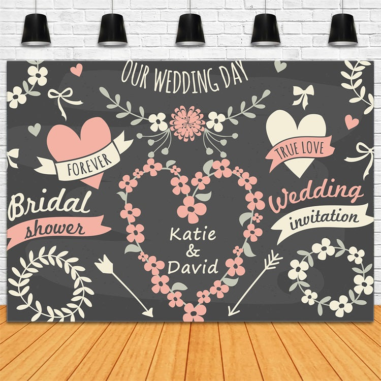 Custom Backdrop For Wedding Day Floral Heart Backdrop BRP12-359