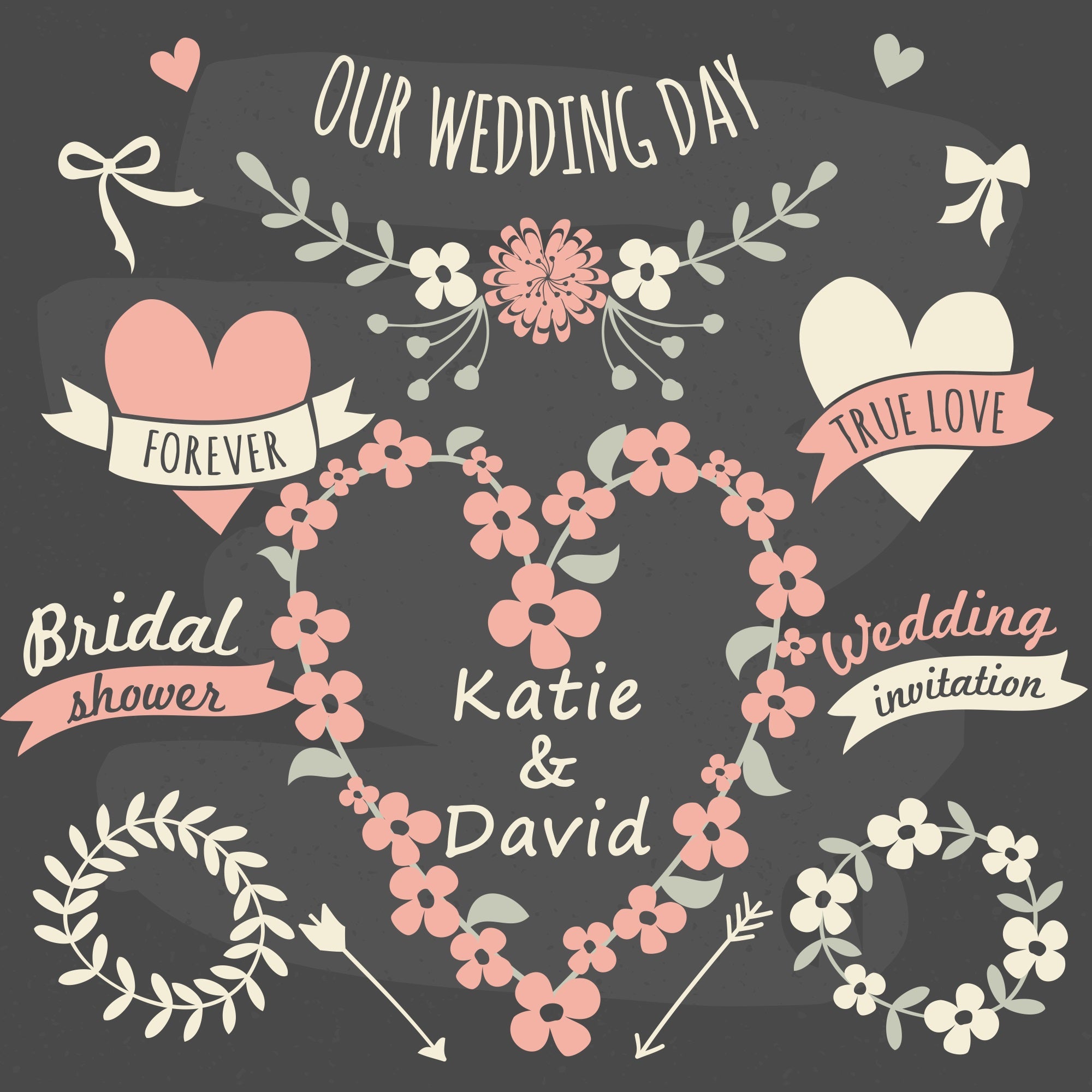 Custom Backdrop For Wedding Day Floral Heart Backdrop BRP12-359