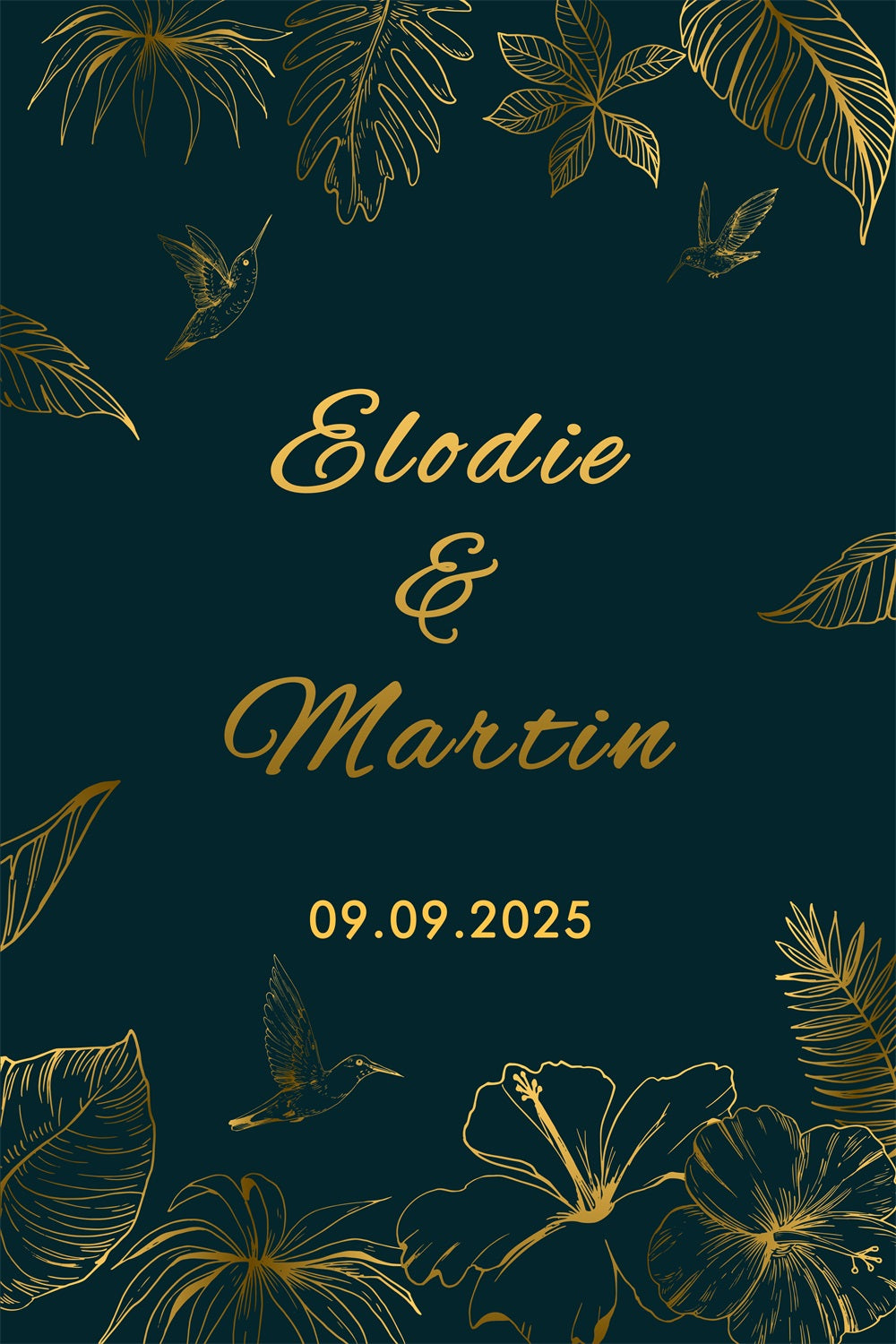 Personalized Wedding Backdrops Green Gold Nature Backdrop BRP12-363