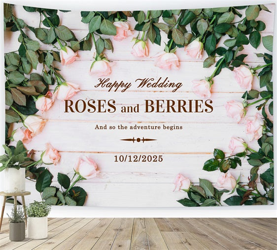 Personalized Wedding Photo Backdrops Pastel Rose Backdrop BRP12-365