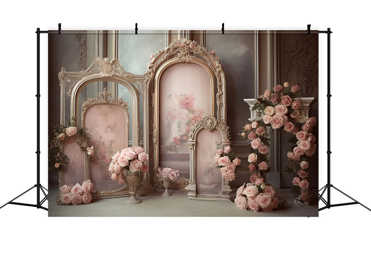 Maternity Photo Backdrops Vintage Frame Roses Decor Backdrop BRP12-37