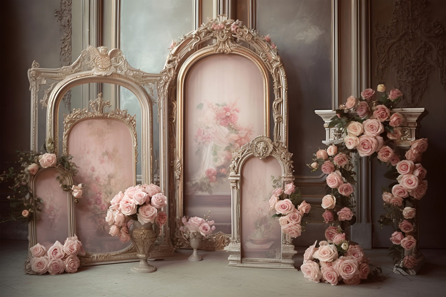 Maternity Photo Backdrops Vintage Frame Roses Decor Backdrop BRP12-37