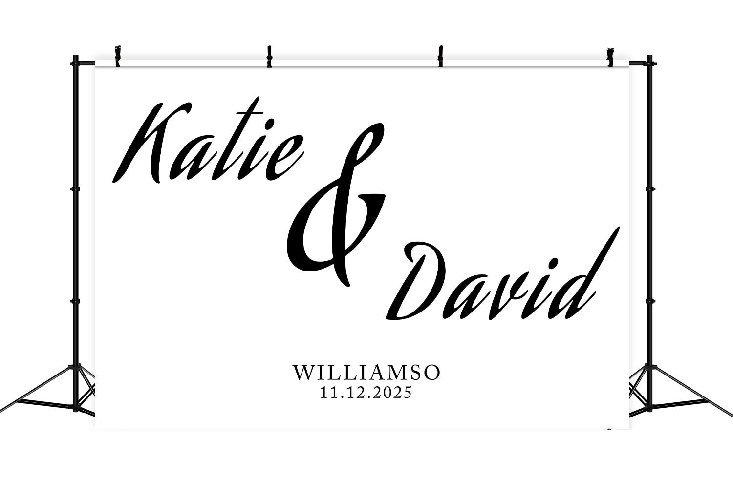 Personalized Backdrop Wedding Classic Black White Name Backdrop BRP12-371