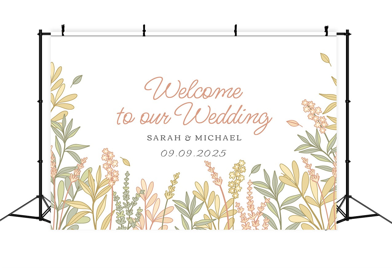 Personalized Wedding Backdrops Spring Theme Welcome Backdrop BRP12-373