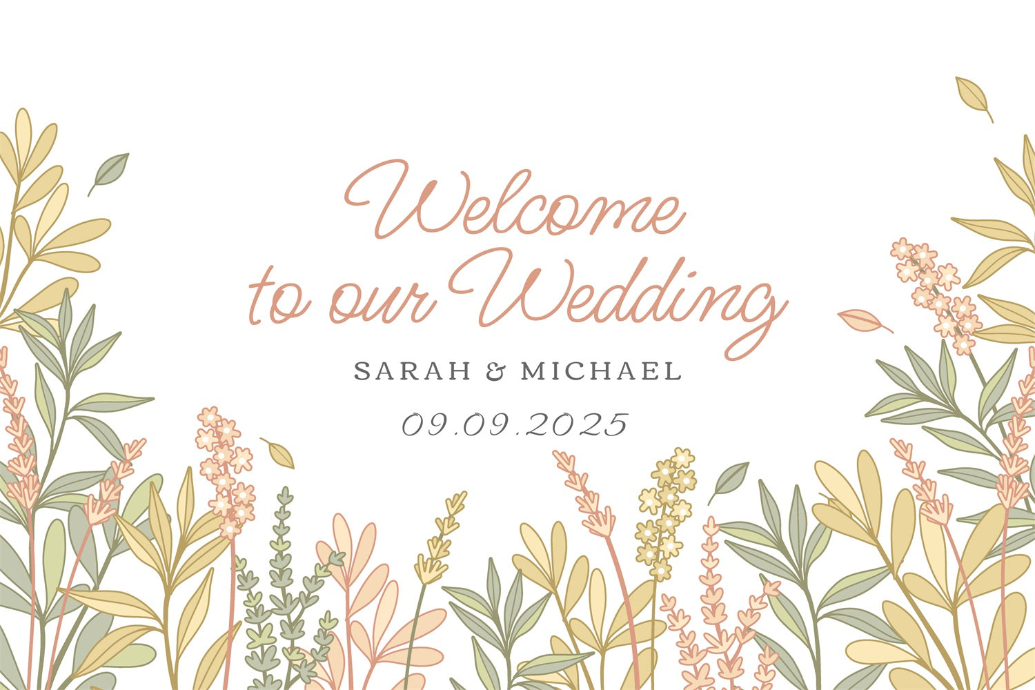 Personalized Wedding Backdrops Spring Theme Welcome Backdrop BRP12-373