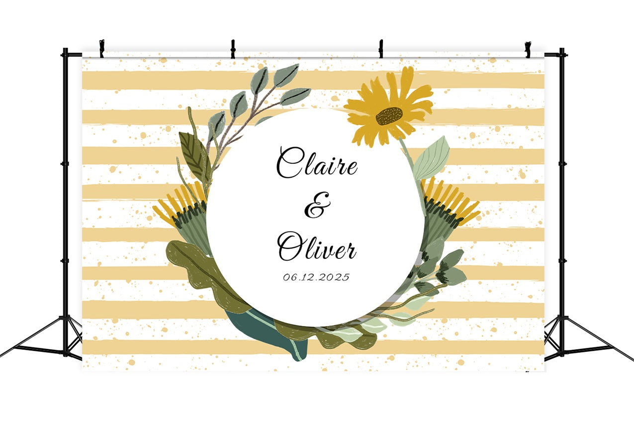 Backdrop Wedding Ideas Sunflower Yellow Stripe Backdrop BRP12-376