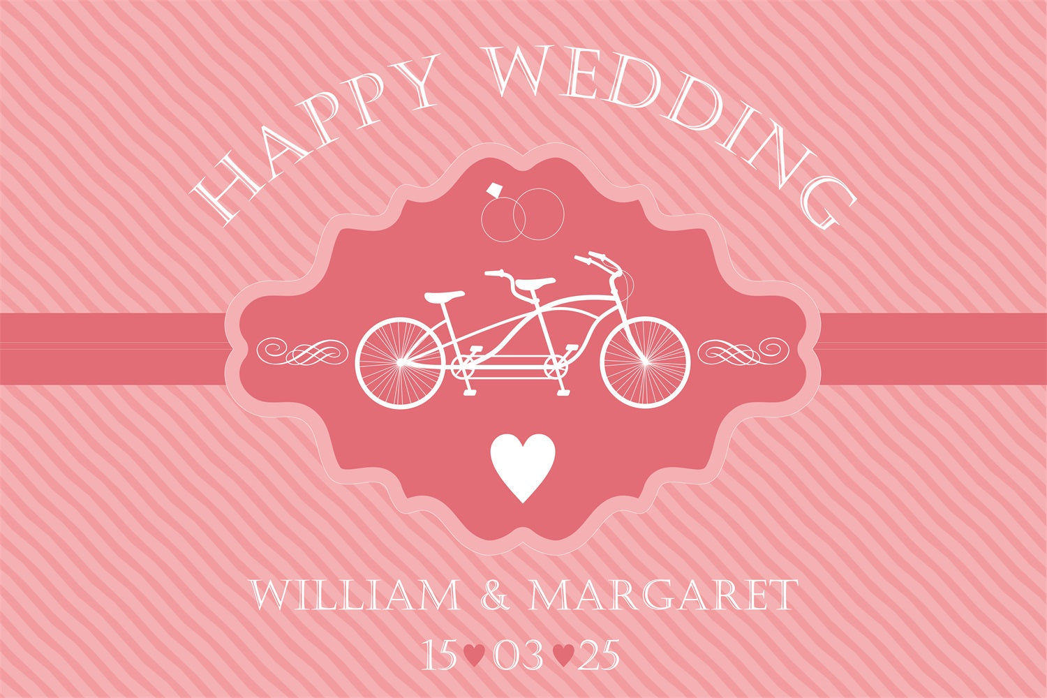 Custom Wedding Photo Backdrops Pink Tandem Bicycle Backdrop BRP12-378