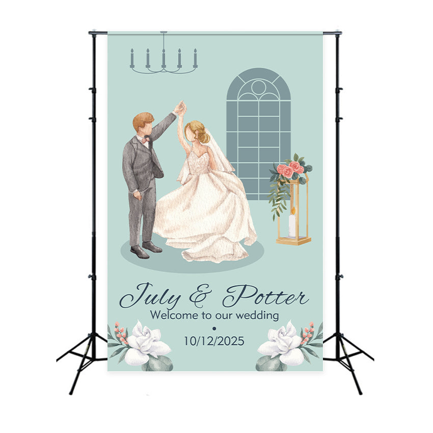 Personalized Wedding Photo Backdrop Bride Groom Dancing Backdrop BRP12-379