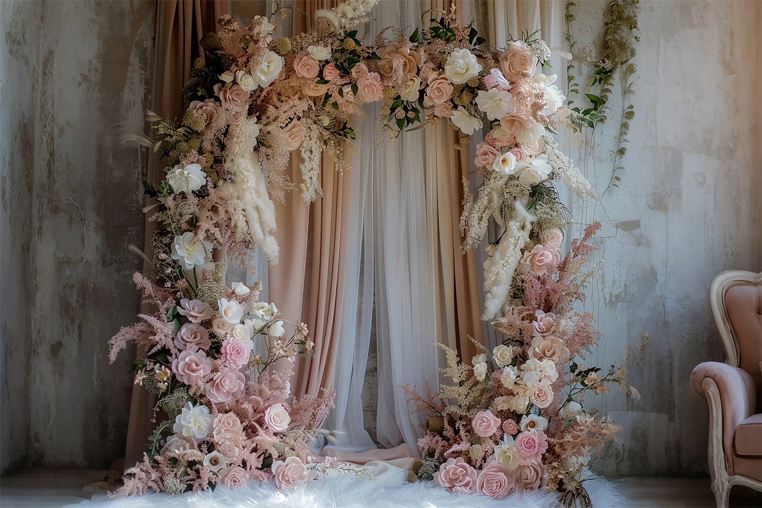 Backdrop Wedding Decorations Inspired Pink Bloom Arch Backdrop BRP12-387