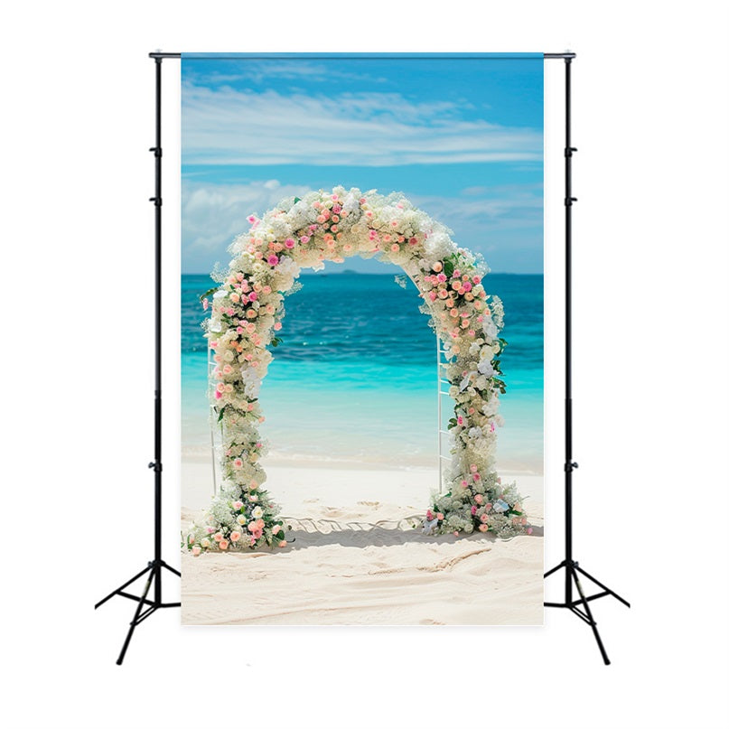 Outdoor Wedding Backdrop Beachside Floral Arch Backdrop BRP12-388