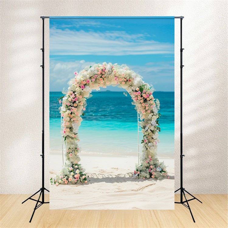 Outdoor Wedding Backdrop Beachside Floral Arch Backdrop BRP12-388