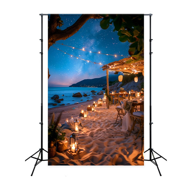 Backdrops For Weddings Starry Night Beachside Candlelit Backdrop BRP12-389