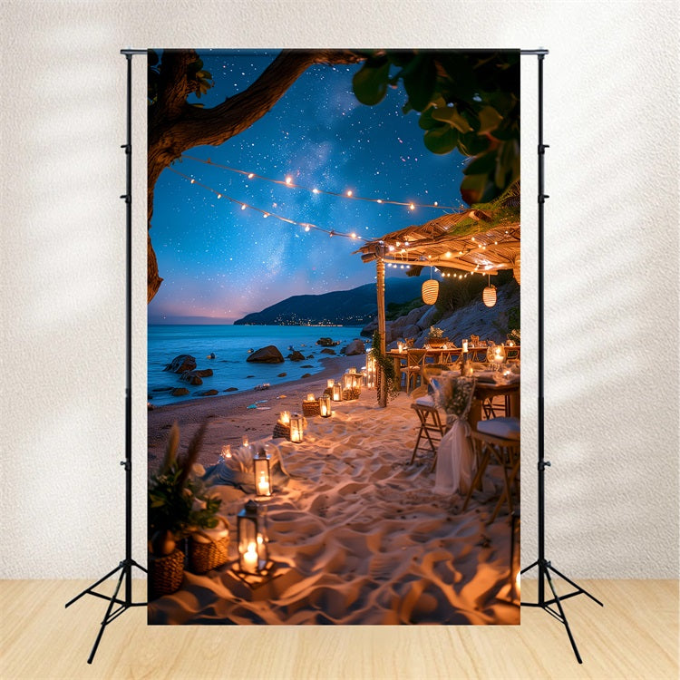 Backdrops For Weddings Starry Night Beachside Candlelit Backdrop BRP12-389