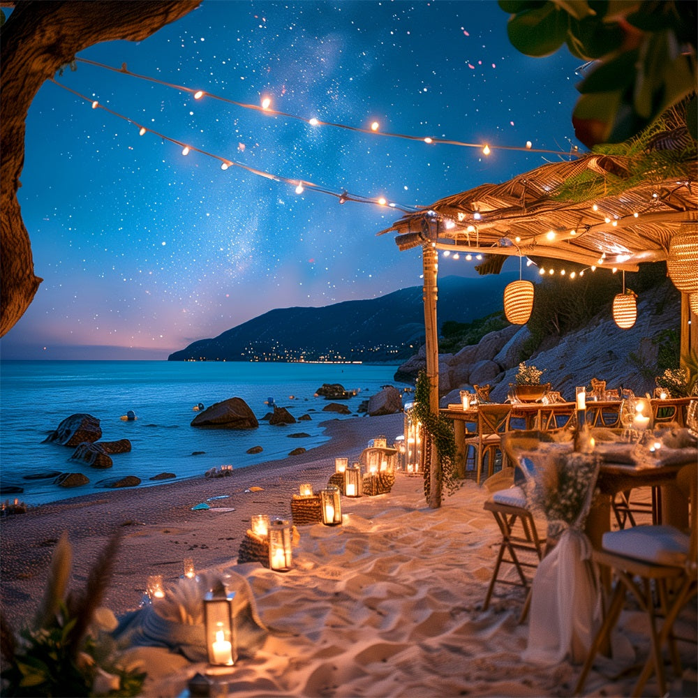 Backdrops For Weddings Starry Night Beachside Candlelit Backdrop BRP12-389