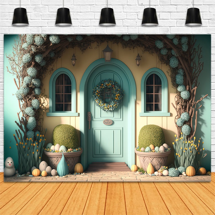 Easter Photo Backdrop Pastel Egg Garden Doorway Backdrop BRP12-390