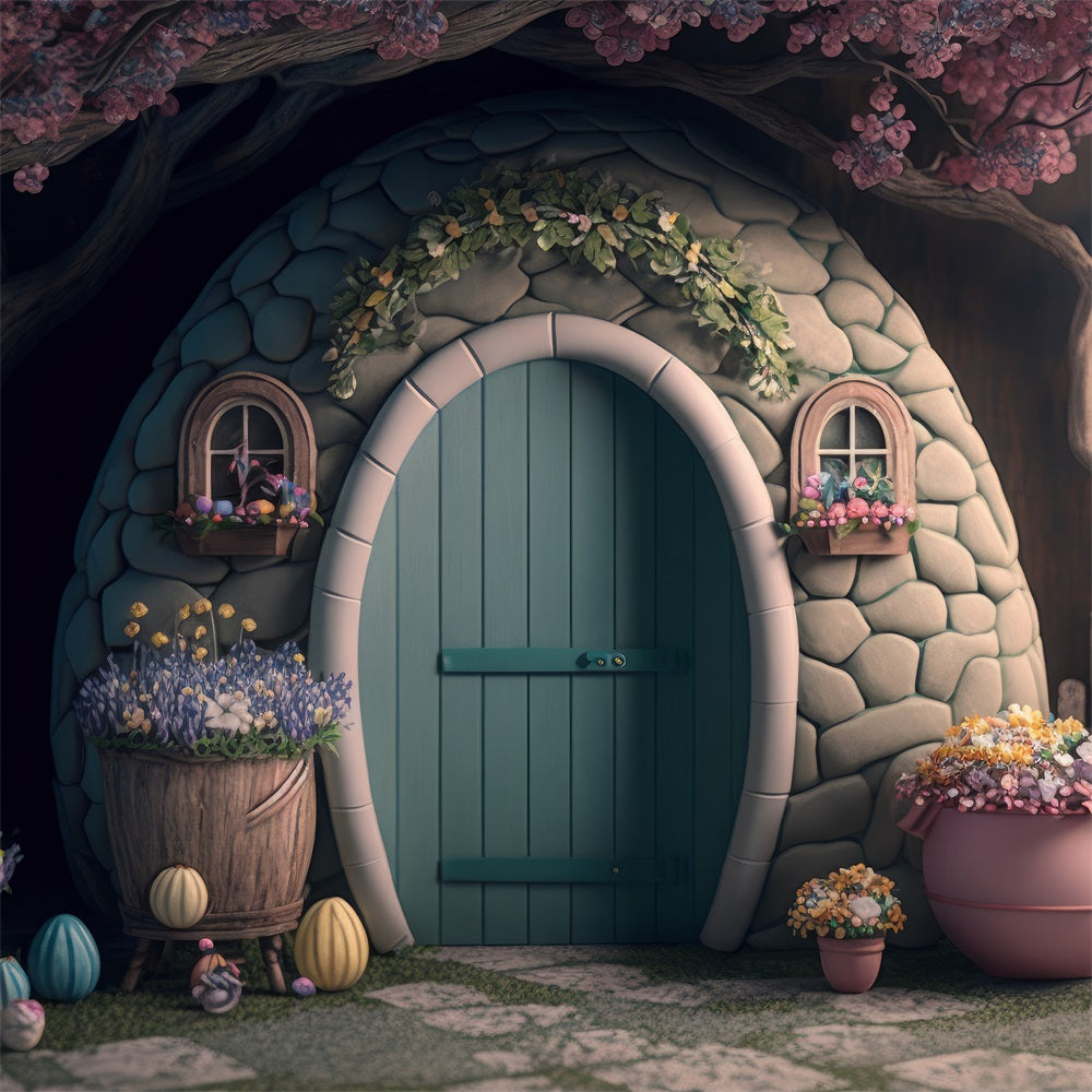 Easter Photo Backdrop Fairy Tale Easter Egg Cottage Backdrop BRP12-392