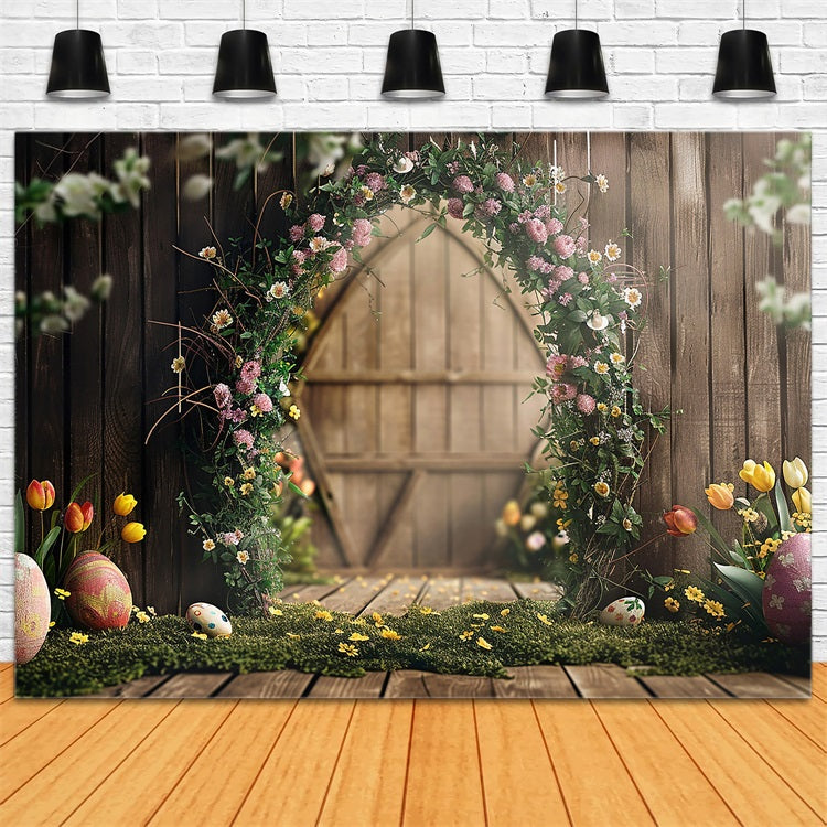 Easter Backdrop Rustic Easter Egg Garden Arch Backdrop BRP12-394