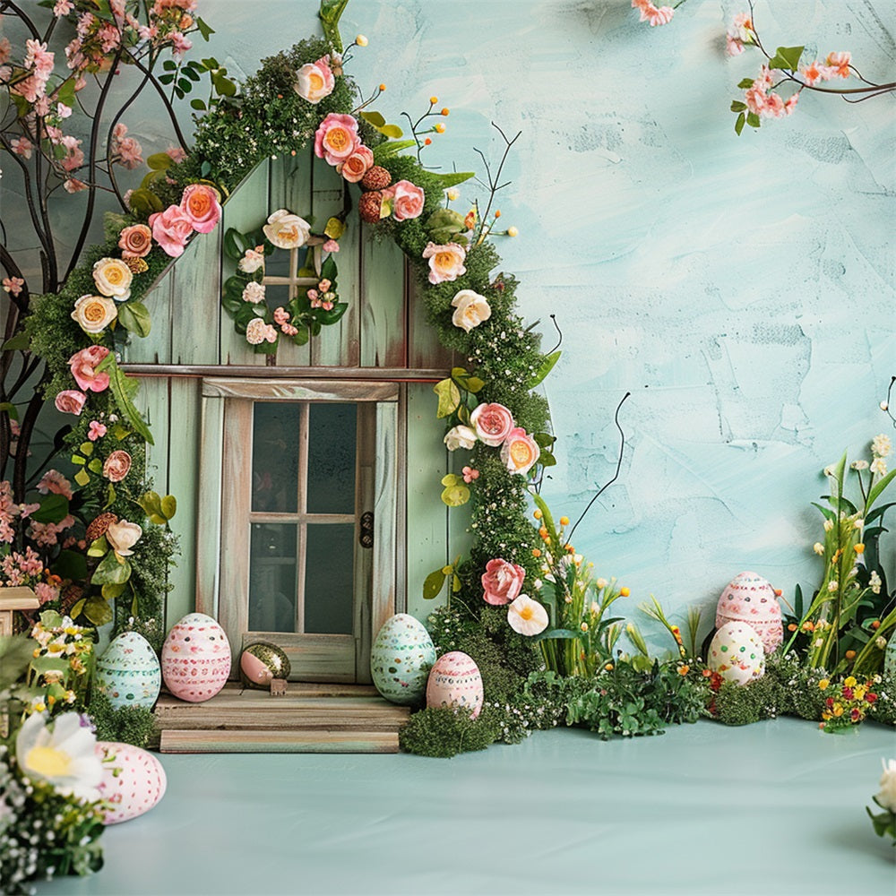 Easter Photography Backdrop Spring Floral Cottage Eggs Backdrop BRP12-396