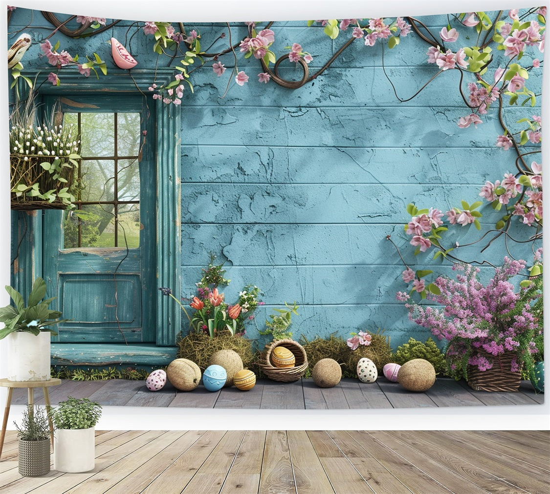 Easter Photo Backdrop Rustic Window Flower Vines Backdrop BRP12-398