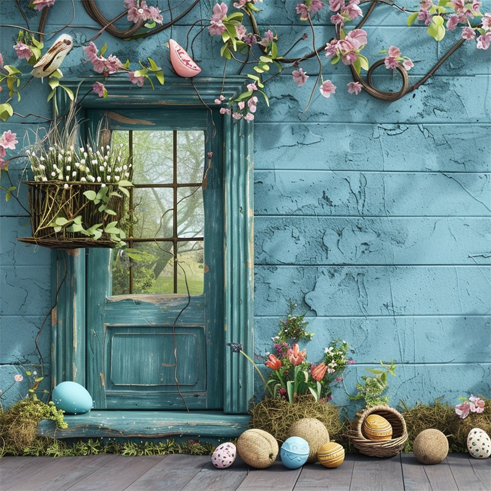 Easter Photo Backdrop Rustic Window Flower Vines Backdrop BRP12-398